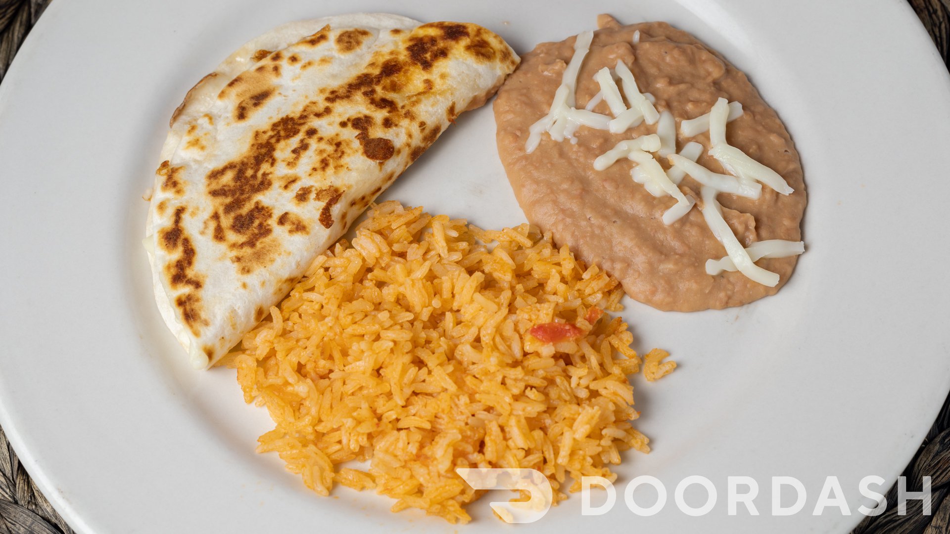 Kids Quesadilla with rice and beans